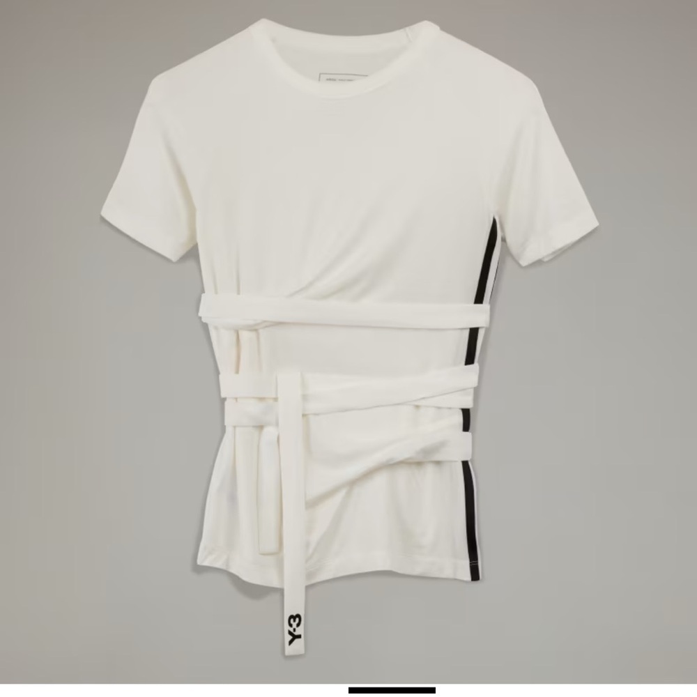 Y-3 adidas White Tencel Short Sleeve Tee women size XS